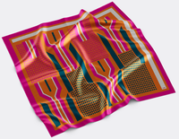 Écharpe carrée en soie ODM Art Abstract, motif géométrique color-block vibrant, haute qualité, châle enveloppant avant-gardiste incontournable pour l'été