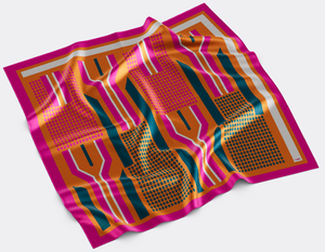 गंध कला अमूर्त रेशम स्कार्फ जीवंत रंग-ब्लॉक ज्यामितीय डिजाइन फॉलार्ड सोमी उच्च गुणवत्ता वाले एवेंट-गार्डे कला में शॉल लपेटें - Product Image 1