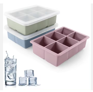 Bacs à glaçons à 8 grilles avec couvercle amovible résistant aux éclaboussures <span class=keywords><strong>Bac</strong></span> à glaçons en silicone réutilisable <span class=keywords><strong>de</strong></span> qualité alimentaire avec couvercle - Product Image 1
