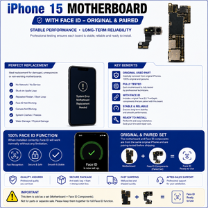 เมนบอร์ดแท้ปลดล็อคพร้อมชิ้นส่วน Face ID <span class=keywords><strong>TrueDepth</strong></span> สำหรับซ่อมโทรศัพท์มือถือ iPhone 15 - Product Image 2