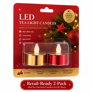Bougies chauffe-plat LED électroplaquées métalliques, sans flamme, à lumière jaune chaude vacillante, avec piles CR2032, pour la décoration de fêtes de Noël - Product Image 5
