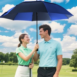 Semi-Automatic Open Vented Windproof Pongee Fiberglass Frame Straight <b>Umbrella</b> for High Wind Conditions Outdoor Sports - Product Image 3