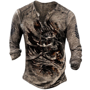 Maglietta da <span class=keywords><strong>uomo</strong></span> con <span class=keywords><strong>scollo</strong></span> a <span class=keywords><strong>V</strong></span> stampata in 3D <span class=keywords><strong>manica</strong></span> <span class=keywords><strong>lunga</strong></span> autunno oversize abbigliamento ampio in stile Hip Hop tessuto a maglia stampa digitale - Product Image 4