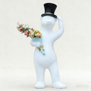 Ensemble de statues d'ours en fibre de verre sculptées, résistantes aux intempéries, pour espaces commerciaux, figurines d'animaux personnalisées - Product Image 1