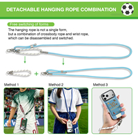 Ensemble de coques de téléphone magnétiques imprimables en TPU et PC anti-jaunissement avec lanière bandoulière, pour iPhone OEM, fournisseur de cadeaux pour événements sportifs de football 5 en 1