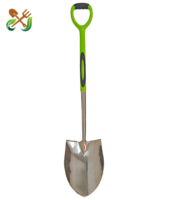 Bêche de jardin de haute qualité pour creuser, avec poignée ergonomique en acier inoxydable, manche tubulaire ERGO, pointe ronde, bêches métalliques pour le jardinage