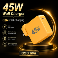 Chargeur USB-C rapide portable 45W GaN, multi-prises (EU, US, UK, AU), adaptateur secteur PD pour les voyages d'affaires