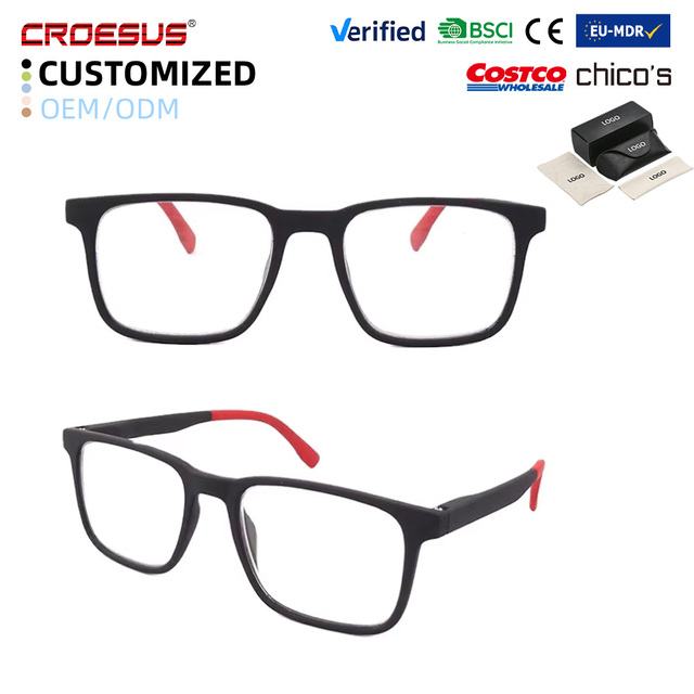 Factory Custom Top Sell Designers Unisex UV360 Spring Hinge Vintage Square Red Black Optical Frames Fashion Gafas De Lecture