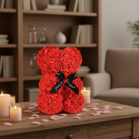 Beruang Mawar Buatan Grosir dengan Boneka Beruang Bunga Abadi Buatan Tangan untuk Hadiah Hari Valentine Hari Ibu dengan Kotak
