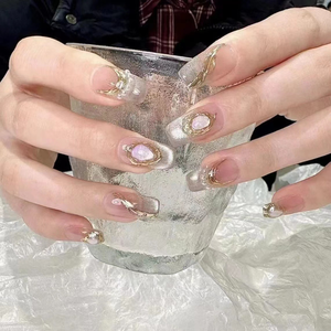 Vente en gros de manucure française rose tendre <span class=keywords><strong>ongles</strong></span> artificiels à presser longue longueur au design papillon pour de beaux <span class=keywords><strong>ongles</strong></span> - Product Image 2