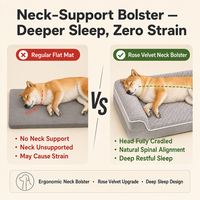 Coussin Ergonomique pour le Cou, Lit Canapé pour Animaux de Compagnie en Velours Rose, Support en Forme de L, Conception pour un Sommeil Profond, Housse Amovible Lavable, OEM en Gros, Antidérapant