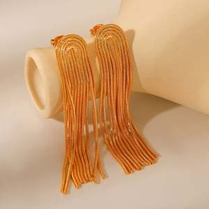 Tassel Earrings <b>Stainless</b> <b>Steel</b> Jewelry 18K Gold Plated <b>Jewellery</b> for Women Boucles D'oreilles En Acier Inoxydable Bijoux Femme - Product Image 3