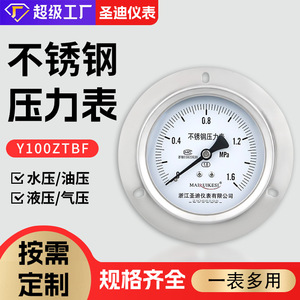 Y100ZTBF Oil-fillable Axial Pressure <b>Gauge</b> with Edge, WIKA Style, Water/Gas Pressure Universal, M20*1.5 Stainless Steel - Product Image 4