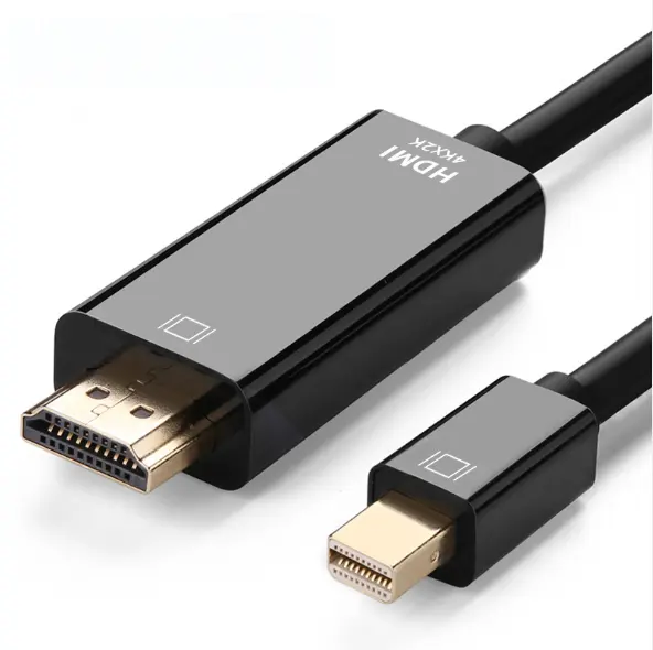 Mini cabo dp para hdmi banhado a ouro, mini entrada de exibição para hdmi, 1.8m, 4k, 2k, compatível com macbook air/pro superfície pro/dock