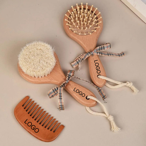 Bằng Gỗ Tự Nhiên Dê Lông Bàn Chải Và Cái Nôi Cap Lược Đặt Bé Chải Chuốt Kit Cho Trẻ Mới Biết Đi Bé Trai Và Cô Gái - Product Image 1