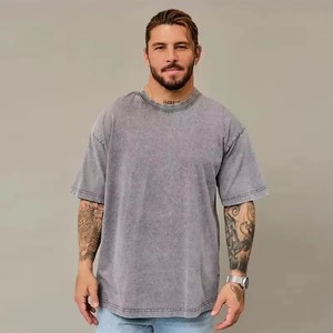 T-shirt Oversize da <span class=keywords><strong>Uomo</strong></span> in Cotone Pesante 100% Stile Retrò OEM, Stampa DTF DTG, Logo, Effetto Stone Washed Vintage, Personalizzabile - Product Image 5