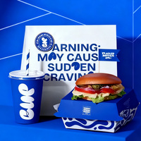 Boîte à hamburger en papier recyclé biodégradable personnalisée, avec laminage mat et gaufrage, pour frites et ailes de poulet à emporter