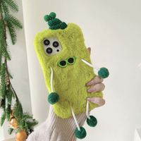 Gafas de Sol de lujo para niñas y niños, sombrero Monster, fundas de teléfono de felpa para iPhone 13 14 15 Pro Max 11 12 XR, funda de piel esponjosa cálida para invierno