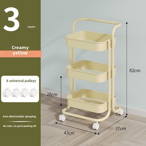 Chariot de rangement sur pied en acier au carbone à usage domestique pour cuisine, salle de bain, chambre à coucher-Supports de rangement et étagères - Product Image 5