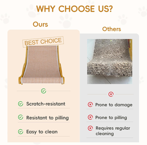 Lit grattoir pour chats d'intérieur - Grande planche à gratter en sisal naturel de 23,6 pouces, cadre en bois - Product Image 5