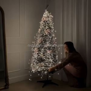 Sapin de Noël pliable de haute qualité de 4 à 7 pieds avec lumières et décorations, design pop-up pour une ambiance festive - Product Image 4