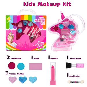 Kit de <span class=keywords><strong>Maquillaje</strong></span> Cosmético <span class=keywords><strong>para</strong></span> <span class=keywords><strong>Niñas</strong></span>, Unicornio Rosa, Seguro, No Tóxico, Lavable, Sombra de Ojos Colorida, Brillo, Colorete, Brocha, Set de Regalo - Product Image 3