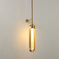 Lampe suspendue LED moderne et luxueuse en laiton, petite, pour chevet de chambre, en fer et acrylique, à ligne longue