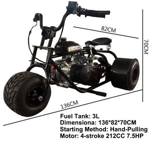 <span class=keywords><strong>Triciclo</strong></span> de Derrape a Gasolina de 212cc, 8.5hp, 4 Tiempos, 60km/h Velocidad Máxima Todoterreno, <span class=keywords><strong>Triciclo</strong></span> para Parques al Aire Libre, Kart de Derrape con Pedales para Adultos - Product Image 5