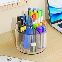 Porte-stylos de bureau rotatif à 360 degrés, boîte de rangement pour produits de soin, support cosmétique en acrylique, étagère de rangement et d'organisation transparente