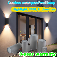 Applique murale décorative moderne à double tête LED COB étanche IP66, 10W, en alliage d'aluminium cylindrique et polycarbonate, longue portée, à économie d'énergie