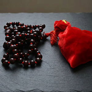 Lal Chandan Mala Handmade Red Sandalwood <b>Rosary</b> with Asian Zen Design From Orissa - Product Image 4