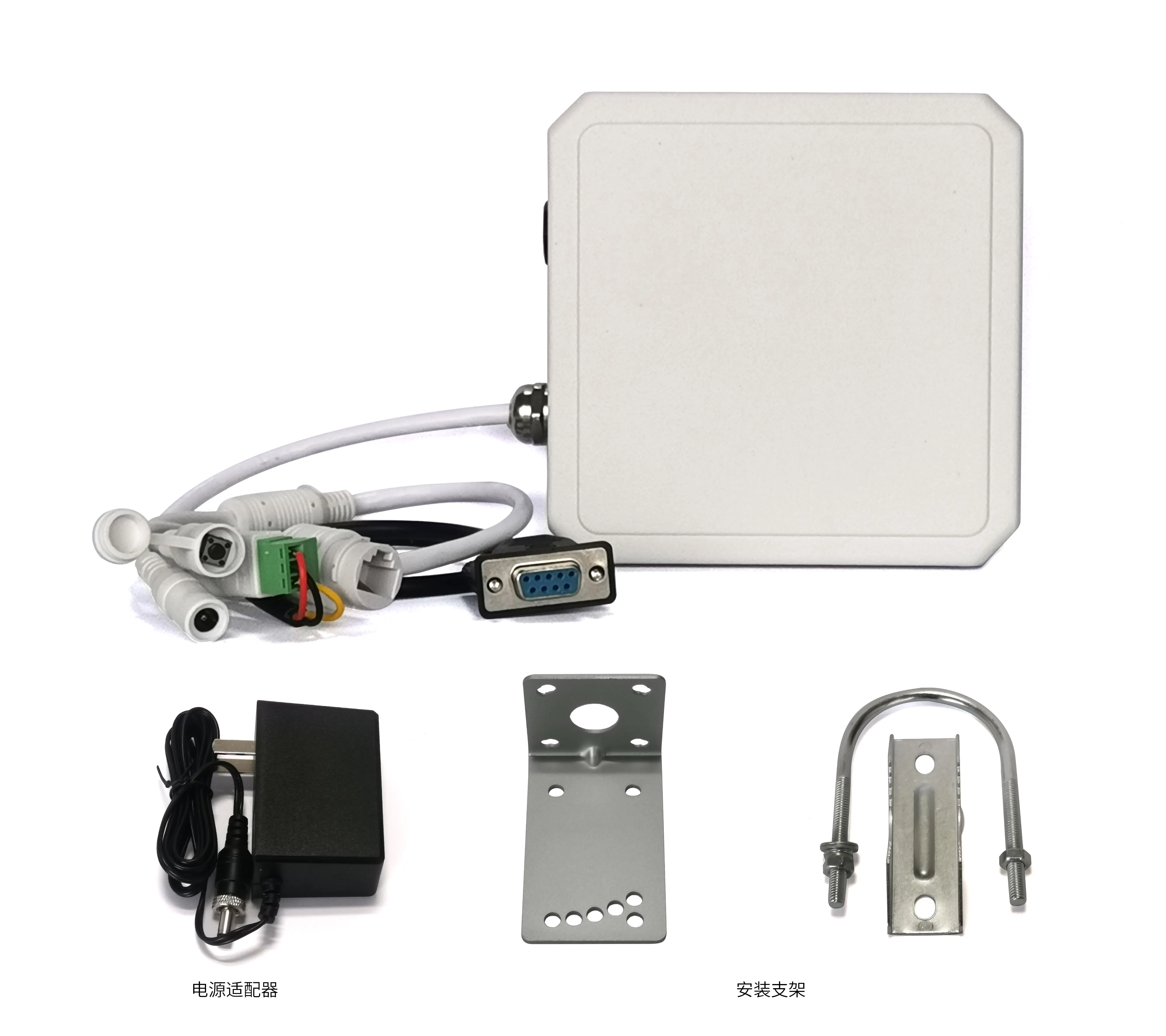 UHF RFID Fixed Reader with Long Range Integrated Antenna USB RS232 WG26 for Parking Access Control Portable Wiegand Interface