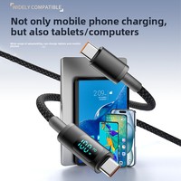 Câble de données USB-C 100W Type-C vers Type-C avec connecteurs à affichage numérique pour ordinateur portable et téléphone, câble de charge rapide PD