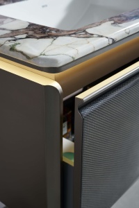 Set Mobile <span class=keywords><strong>Bagno</strong></span> Moderno BNITM in Acciaio Inox con Specchio <span class=keywords><strong>Elettrico</strong></span> Intelligente Antiappannamento e Impermeabile, Armadietto con Specchio Sollevabile e Scarico in Rame - Product Image 4