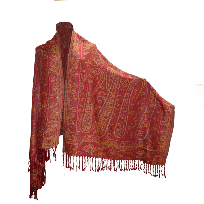Jacquard White Wedding Pashmina Shawl Wraps