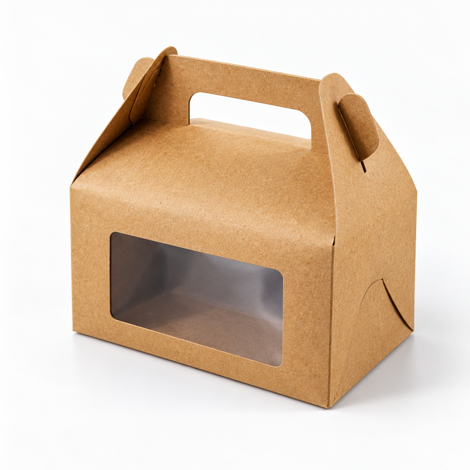 Custom Kraft Gable Boxes Clear Window Cake Boxes Cupcake Cookie Gift ...