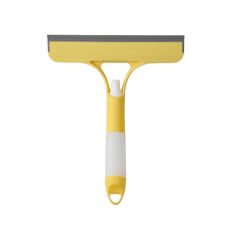 3-in-1 Multifunctional Glass Scraper and Cleaner Household Mirror Cleaning Tool with Plastic Handle and Spray Brush