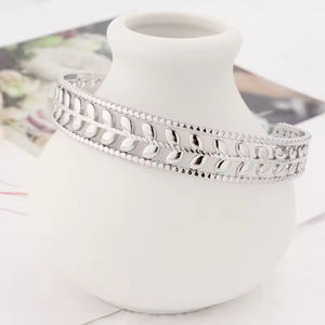 Pulsera de guirnalda de rama de olivo De Hip Hop para mujer de cobre y acero inoxidable chapado en oro de 18 quilates, brazalete de plata fina de circón para aniversario - Product Image 2