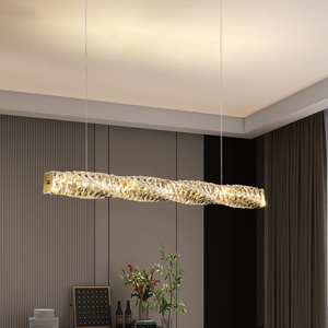 Isla de cocina, rectángulo decorativo, luz colgante de metal larga, led colgante, restaurante, bar, candelabro de cristal K9 de lujo dorado moderno - Product Image 4