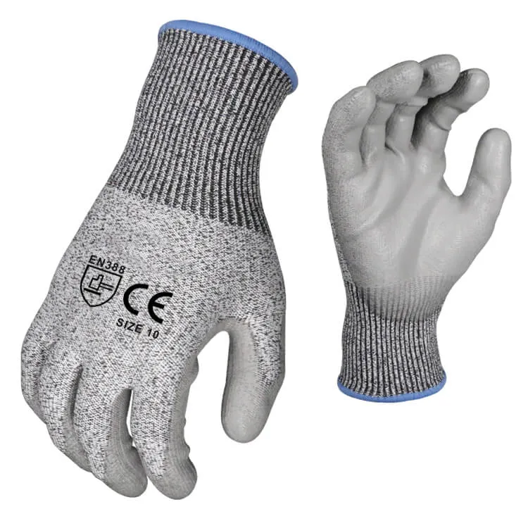 Anti-Cut Level 5 Protection Safety Work Cut Resistant Gloves with PU Coated Palm