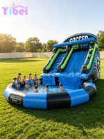Toboggan aquatique sur le thème du football Yibei avec piscine, toboggan aquatique gonflable en PVC de qualité commerciale pour les fêtes en plein air et les entreprises de location