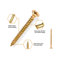 Vis à bois en acier au carbone zingué jaune, kit assorti de 825 pièces, système de mesure métrique