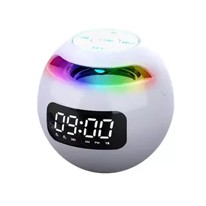 G90s Round Appearance Speaker Hifi Sound Super Bass Bt Portable Wireless Speaker With Alarm Clock Led