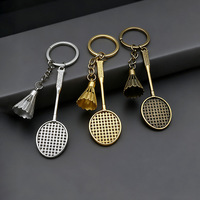 Porte-clés créatif en alliage en forme de raquette de badminton, pendentif de sac en forme de badminton, cadeau commémoratif sportif