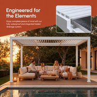 Pergola moderne en aluminium à lames orientables, motorisée, avec éclairage LED, écologique, revêtement poudré, abri d'ombrage extérieur pour jardin, balcon