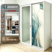 Armoire en acier avec miroir et serrure à clé, démontable, pour chambre à coucher - Meilleure vente