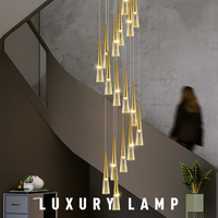 OEM ODM Moderne Simple Grand Lustre en Cristal LED Or K9 Long Escalier Villa Luminaire Fournisseur