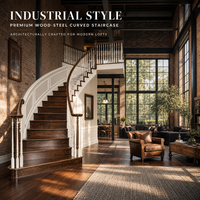 Escalier en colimaçon moderne d'intérieur avec marches en bois de luxe pour maison, villa, usage commercial – Design d'escalier en acier et bois courbé
