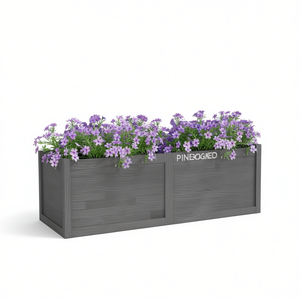 Jardinière en bois de pin massif Pinebogned gris, 59,1 po x 19,7 po x 19,7 po, pot de fleurs d'extérieur, style rustique - Product Image 1