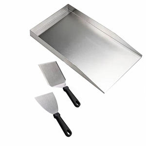 GS-1008 Plaque de cuisson premium 40x30cm, spatule de barbecue en acier inoxydable avec manche en plastique, taille universelle pour grils au charbon et au <span class=keywords><strong>gaz</strong></span> - Product Image 1
